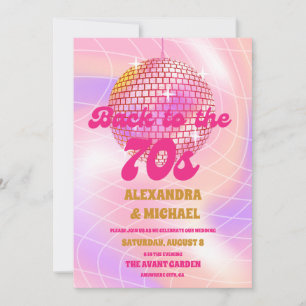 Convites Casamento Cor-de-Rosa e Dourado Groovy Retro Rolle