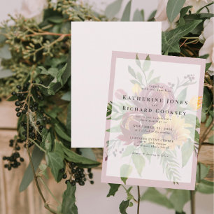 Convites Casamento Cor-de-Rosa Floral Branca
