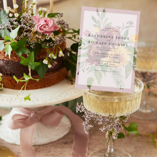 Convites Casamento Cor-de-Rosa Floral Branca