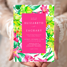 Convites Casamento Cor-de-Rosa Floral em Aquarela