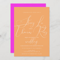 Casamento Cor-de-rosa Laranja Bonito Moderno Brilh