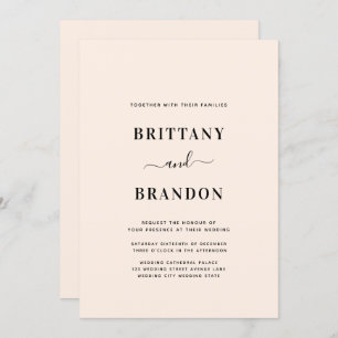 Convites Casamento Cor-de-Rosa Migre Moderno Minimalista