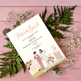 Convites Casamento Cor-de-Rosa Personalizado Branco Moderno