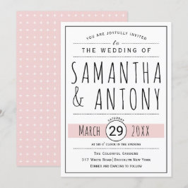 Convites Casamento cor-de-rosa preto moderno, tipografia br