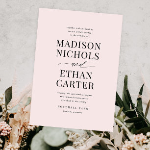 Convites Casamento Cor-de-rosa-rosa-Blush de Script Elegant