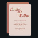 Convites Casamento Cor-de-rosa Rosa com Blush de Retorno De<br><div class="desc">Apresentando nosso design de convite para casamento "Retro Delight", onde a simplicidade encontra charme de vintage. Esta design é uma mistura harmoniosa de minimalismo moderno e elementos nostálgicos, criando uma experiência visual única para o seu dia especial. O design apresenta um rosa empoeirado que traz um vibrante, enérgico e divertido...</div>