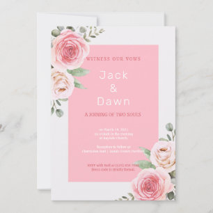 Convites Casamento Cor Floral Branca e Rosa
