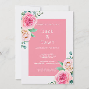 Convites Casamento Cor Floral Branca e Rosa