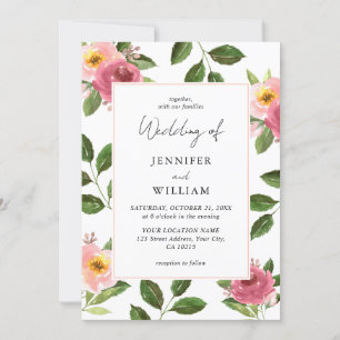 Convites Casamento Cor Flórida Floral Rosa Esbranquiçada
