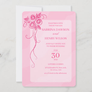 Convites Casamento Cor Rosa Claro Elegante