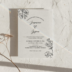 Convites Casamento Coração Corajoso com Script Floral Minim