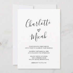 Convites Casamento Coração Desenhado Mão