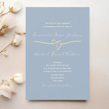 Casamento Coração Dourado Azul Empoeirado