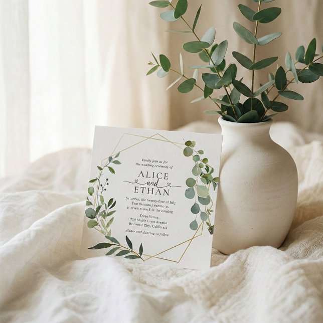 Convites Casamento Coração Roteiro Eucalipto Verde (Criador carregado)