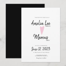 Casamento Coração Script Simples Preto Branco Boni