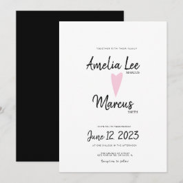 Convites Casamento Coração Script Simples Preto Branco Boni