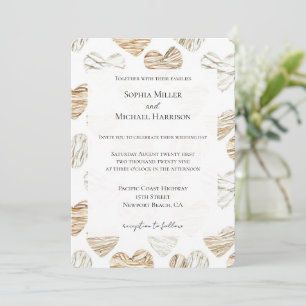 Convites Casamento Corações Branco Creme Romântico