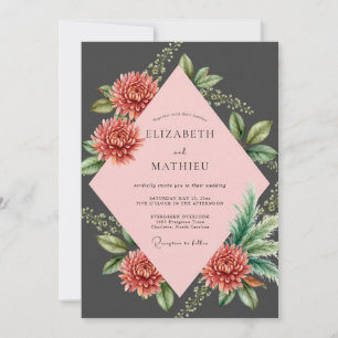 Convites Casamento Coral Dahlia Poeira de Carvão