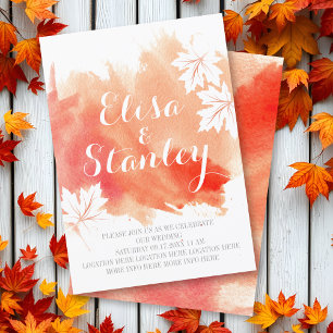 Convites Casamento coral do pêssego da aguarela abstrata