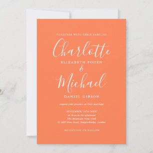 Convites Casamento Coral Elegant Signature Script