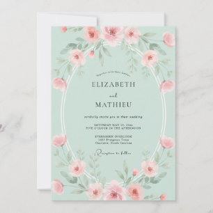 Convites Casamento Coral Espuma do Mar Ranunculus Eucalipto