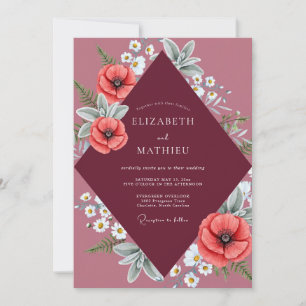Convites Casamento Coral Poppy Burgundy