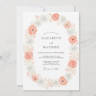 Convites Casamento Coral Silver Bloom