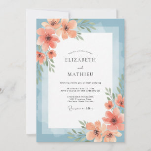 Convites Casamento Coral Sky Poppy