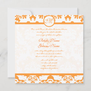 Convites Casamento Coral Terracotta Orange Damask Swirls