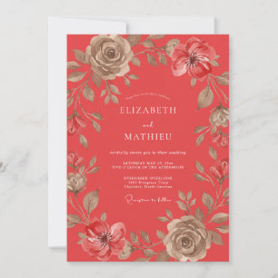 Convites Casamento Coral Vintage Rose