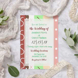 Convites Casamento Cores Boho Coral e Verde