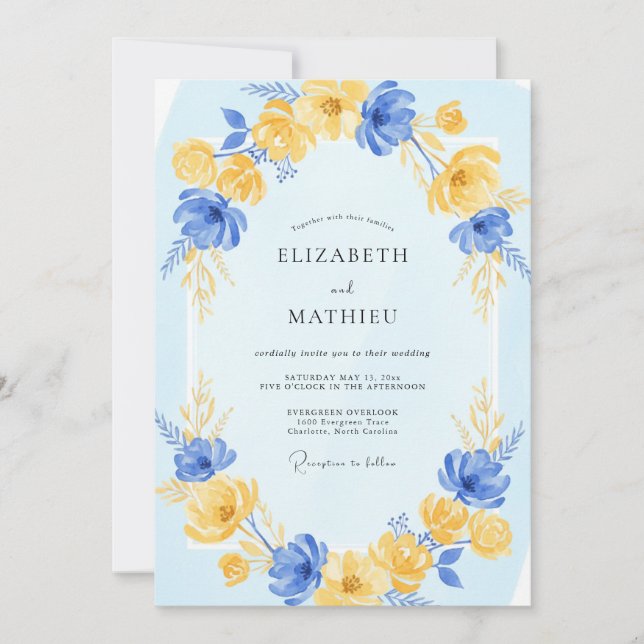 Convites Casamento Coroa Amarela Vinca ao Luar (Frente)