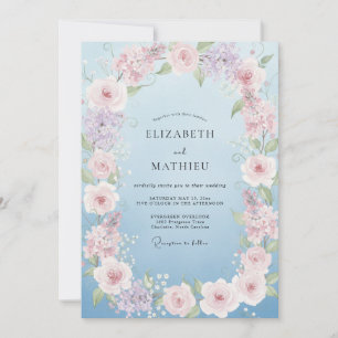 Convites Casamento Coroa Azul Slate Pó