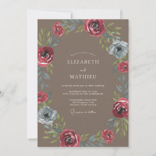Convites Casamento Coroa Carmesim Taupe