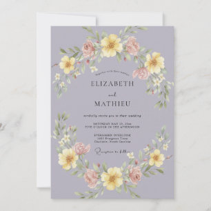Convites Casamento Coroa de Amarelo e Malva