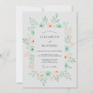 Convites Casamento Coroa de Apricot Mint