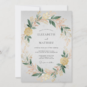 Convites Casamento Coroa de Champanhe Amarelo