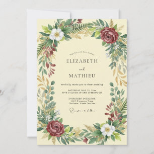 Convites Casamento Coroa de Creme Borgonha