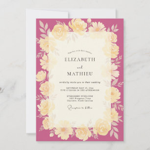 Convites Casamento Coroa de Creme Magenta