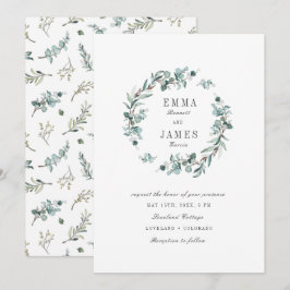 Convites Casamento Coroa de Eucalipto em Aquarela Elegante