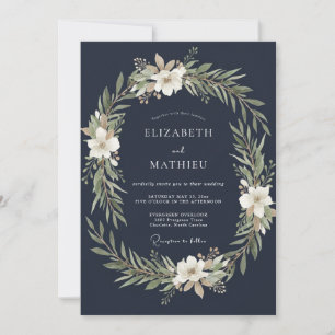 Convites Casamento Coroa de Noiva Branco Meia-Noite