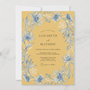 Convites Casamento Coroa de Ouro Azul