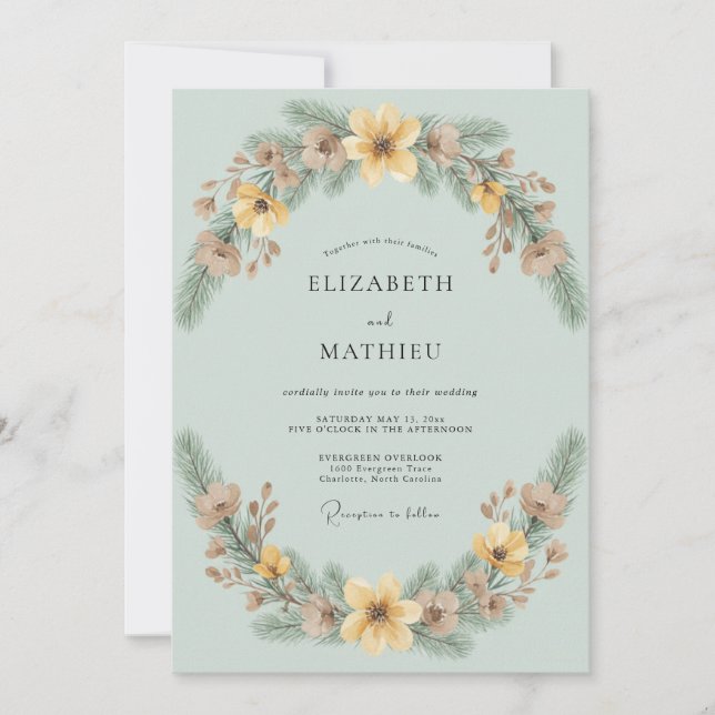 Convites Casamento Coroa de Ouro Celadon (Frente)
