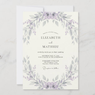 Convites Casamento Coroa de Prata e Lavanda