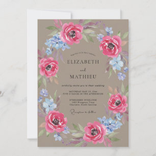 Convites Casamento Coroa Magenta Taupe