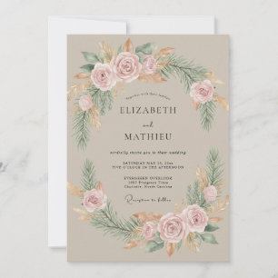 Convites Casamento Coroa Rosa Taupe