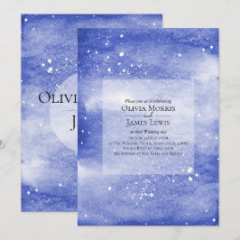Convites Casamento Cosmico Azul do Céu Noturno Galáxia