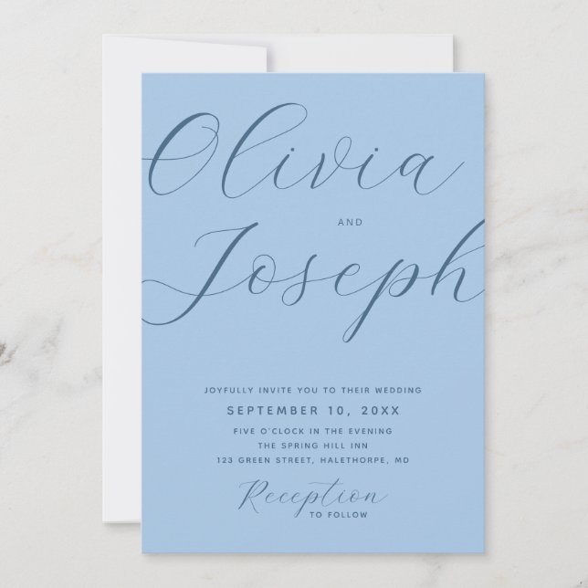Convites Casamento Costeira Azul Céu Pastel | Foto + Código (Frente)