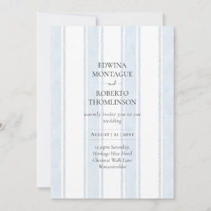 Convites Casamento Costeira com Faixa Azul Heritage em Aqua