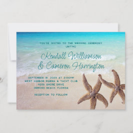 Convites Casamento Costeiro de Duas Estrelas do Mar Tropica